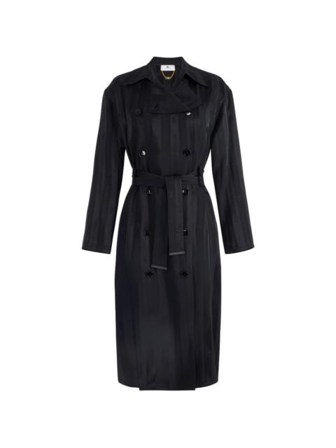 double-breasted striped trench coat