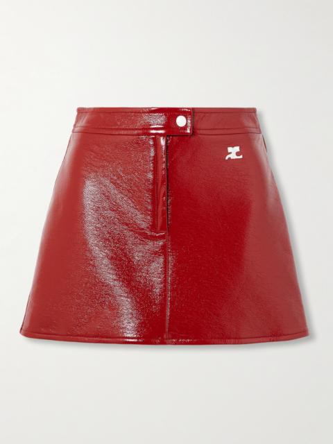 Appliquéd Coated Cotton-blend Mini Skirt