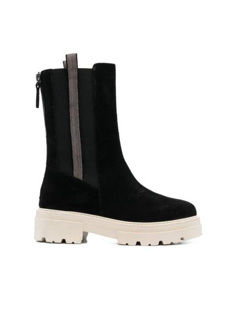 suede zip-fastening boots