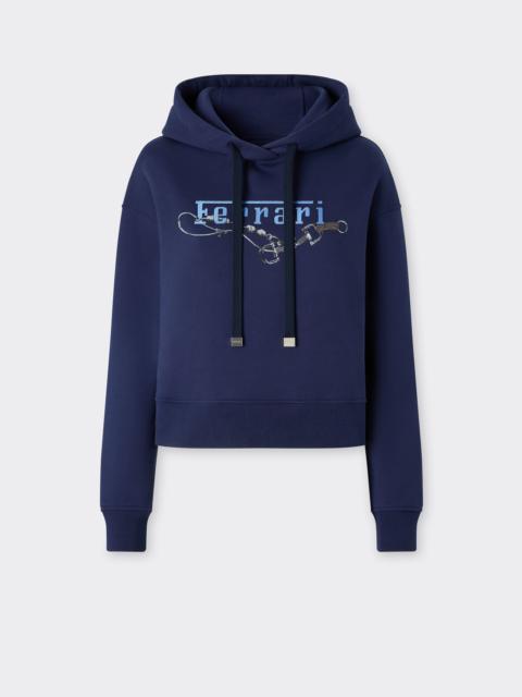Hooded sweatshirt with Ferrari embroidery