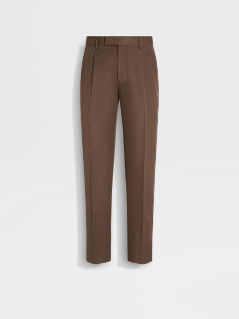 BROWN COTTON AND WOOL PANTS