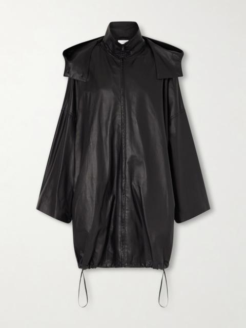 Cassandre Leather Hooded Coat