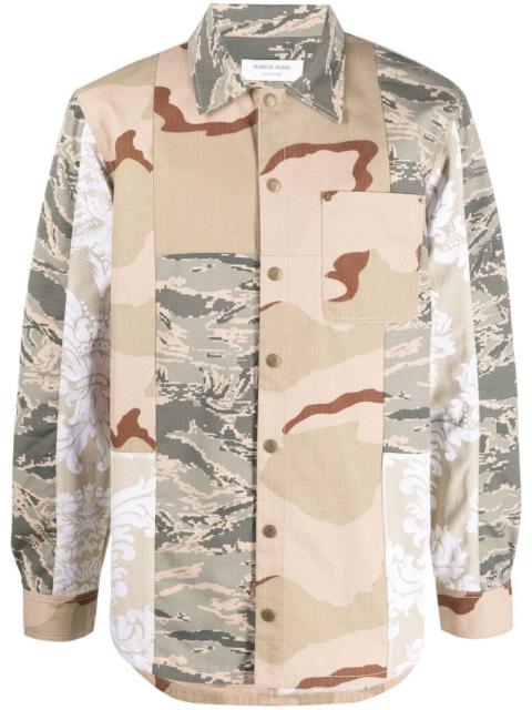 MARINE SERRE Multi-panel Single-breasted Jacket Beige