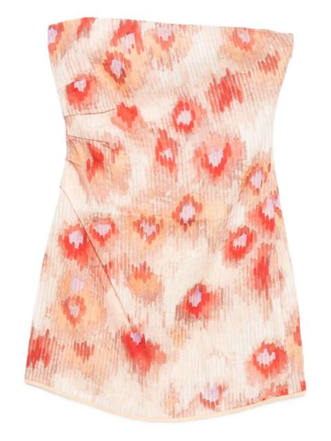 Fiorella floral-print strapless minidress