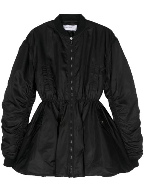 padded flared bomber jacket