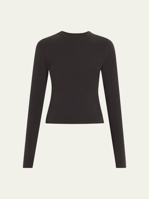 Cotton Jersey Long-Sleeve Crewneck T-Shirt