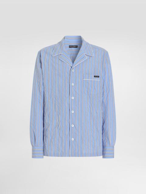 Crinkled striped fabric vanity shirt