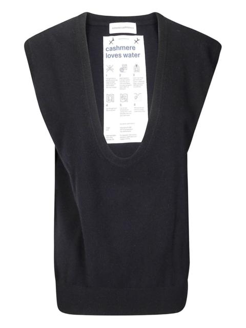 ribbed deep-neckline gilet