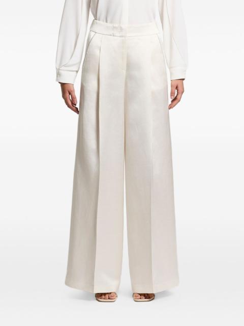 pleated satin trousers