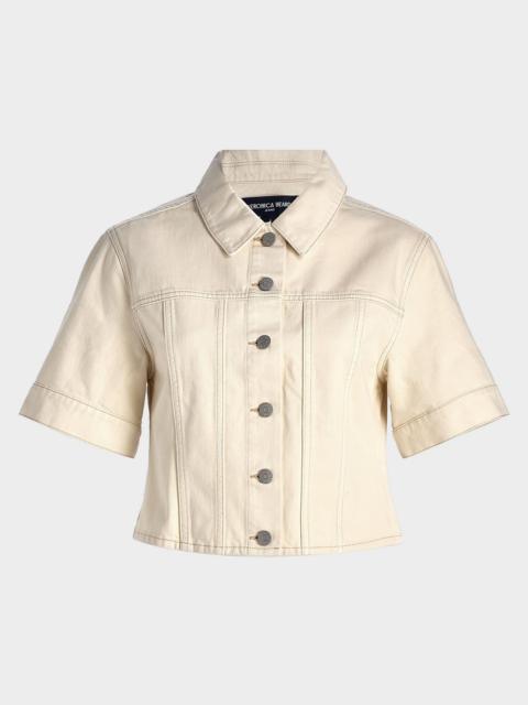 Malcom Short-Sleeve Cropped Denim Jacket