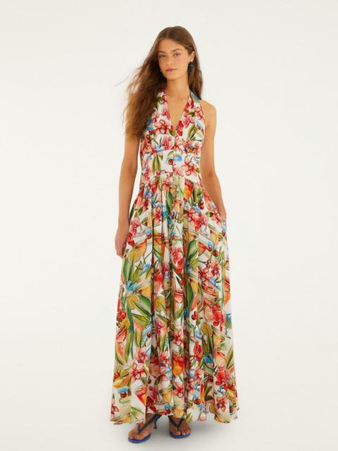 Off-White Cocktail Lenzing Ecovero Euroflax Maxi Dress