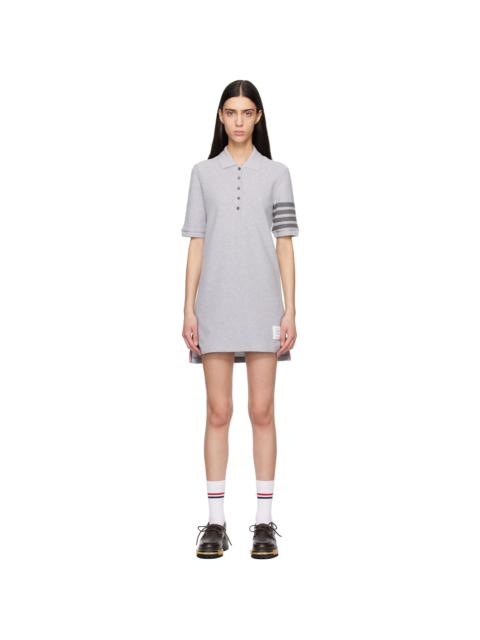Gray Textured Piqué Polo Minidress