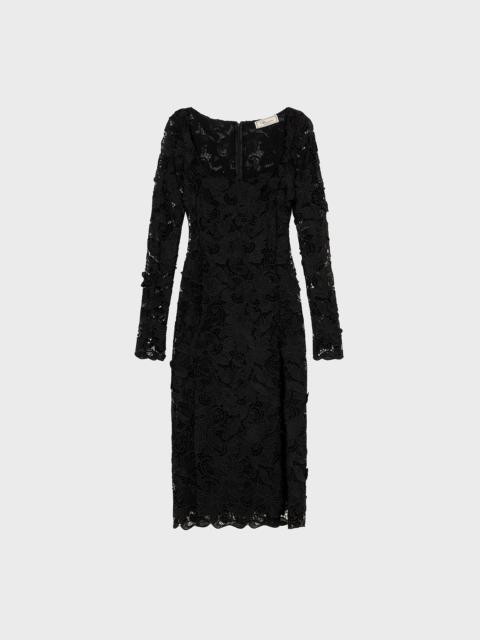 MIDI MACRAMÉ LACE DRESS WITH SLIT