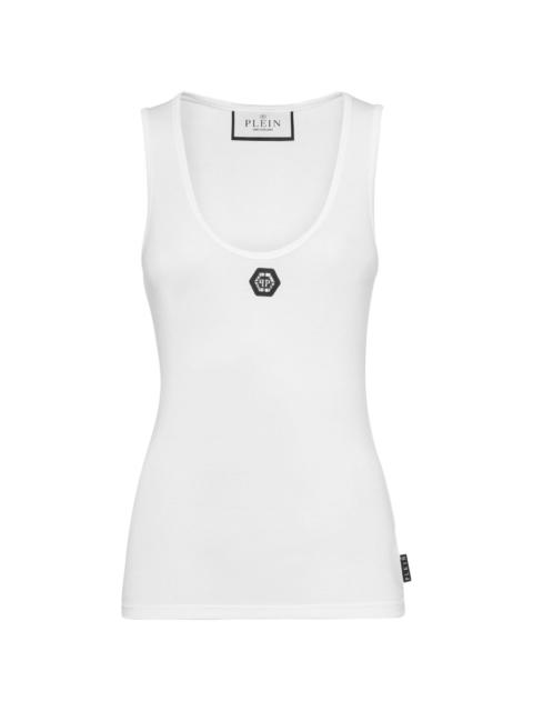 logo-appliquÃ©d cotton tank top