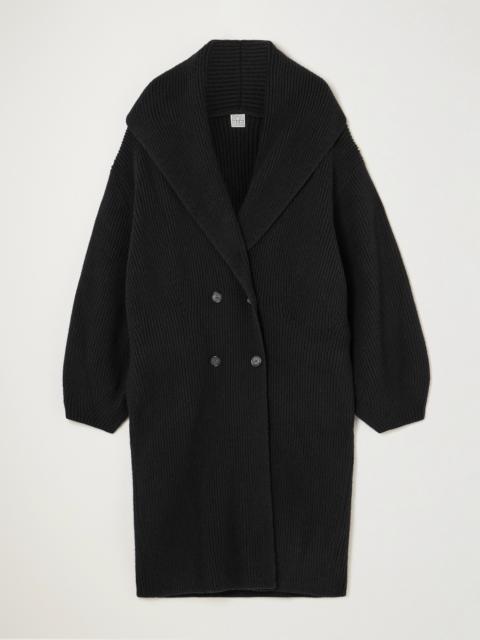 Double-breasted Ribbed Wool Cardigan