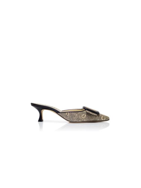 Lizard Print Calf Leather Mules