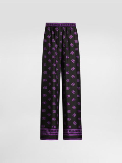 DG logo all-over print silk vanity pants