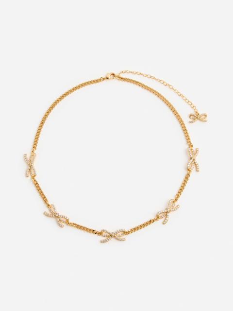 Gold Crystal Bow Necklace