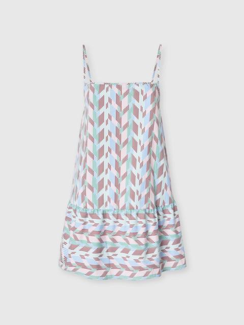 Wide mini cover-up dress in printed cotton poplin