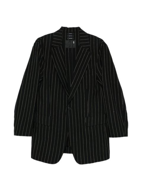 buttoned pinstripe blazer