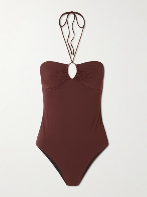 Ruched Cut-out Recycled Halterneck Swimsuit