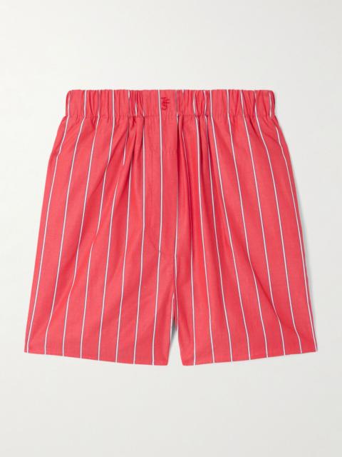 Lui striped cotton-poplin shorts Red