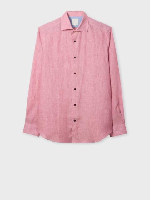 Slim-Fit Pink Linen Shirt