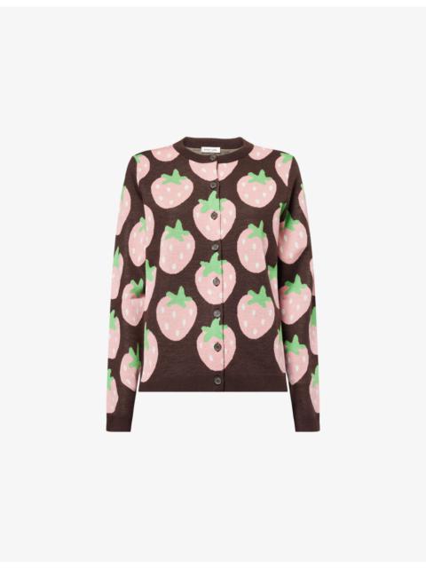 Eddie Strawberry Merino-Wool Knitted Cardigan