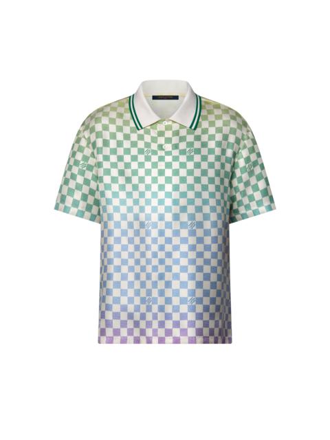 Damier Gradient Printed Silk Polo Shirt