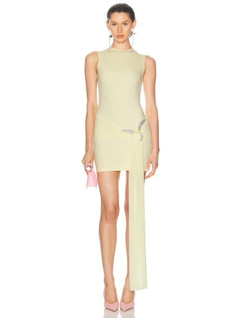 Sleeveless Bird Drape Mini Dress