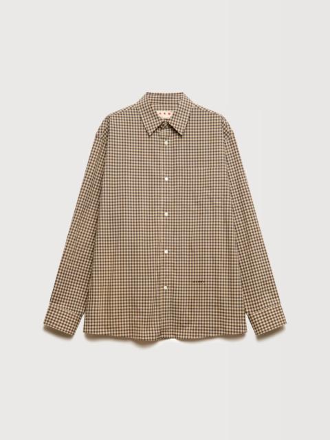 BEIGE SHIRT WITH MICRO-CHECK