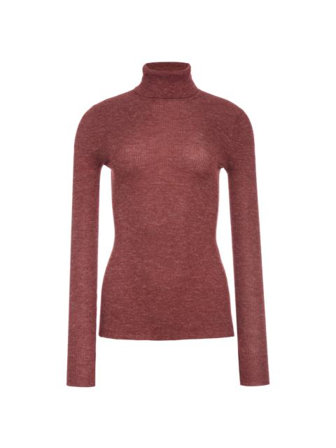 Aldona Knit Turtleneck in Burnt Sienna Cashmere Silk with Hemp