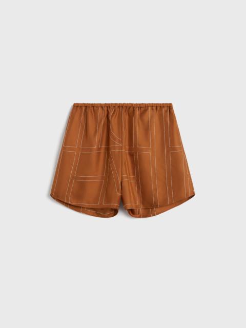 Monogram silk pj shorts terracotta