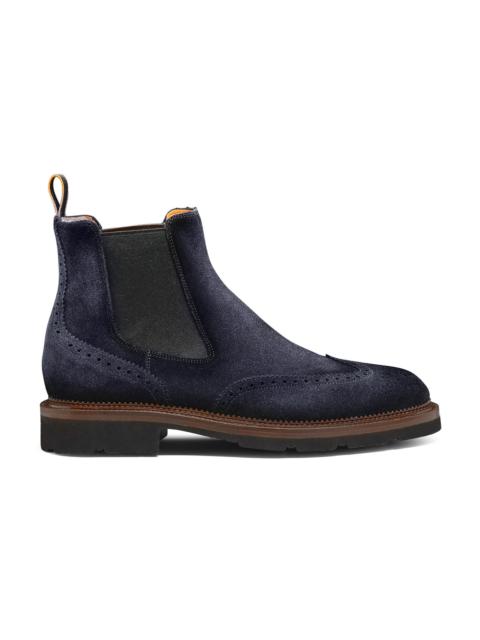 Men’s blue suede Chelsea brogue boot