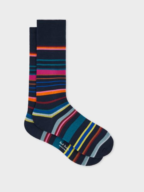 Navy Multistripe Socks