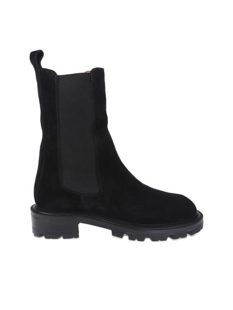 ridged-sole leather boots