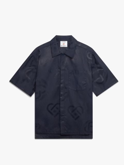 Navy Half Tone Monogram Short Sleeve Shirt