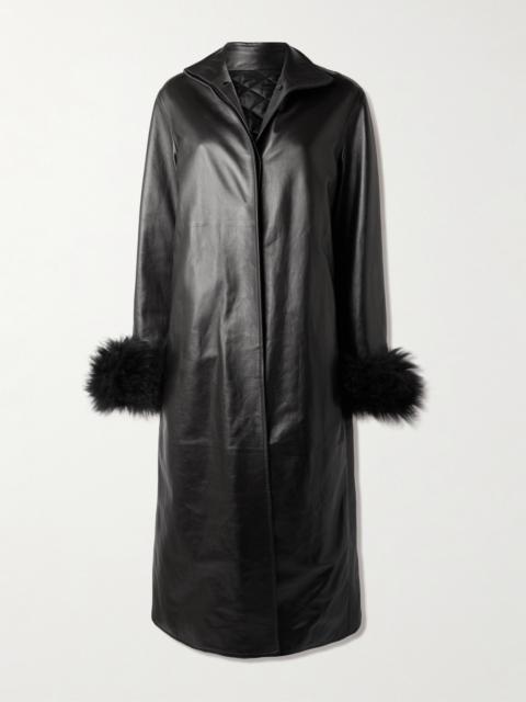 Shearling-trimmed Leather Coat