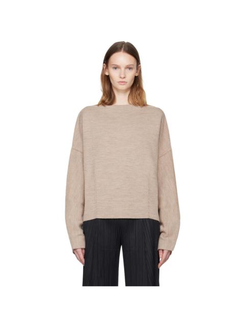 Beige Double Knit Boatneck Sweater