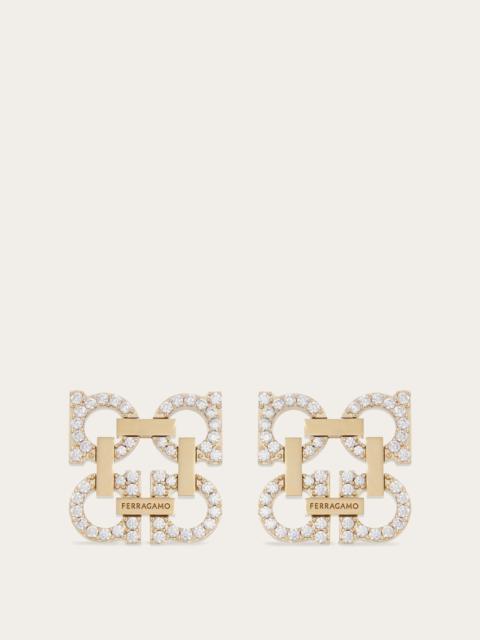 Crystal embellished four Gancini clip on earrings