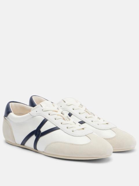 Leather-trimmed canvas sneakers