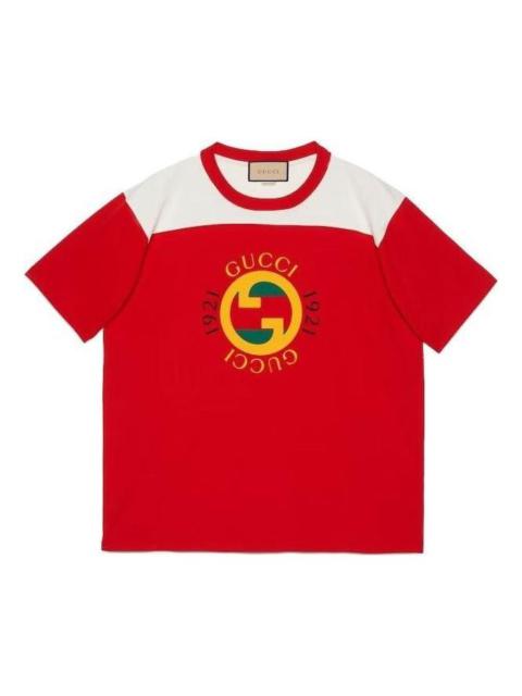 Gucci Cotton Jersey T-Shirt With Gucci Print 'Red' 756708-XJFWL-6362