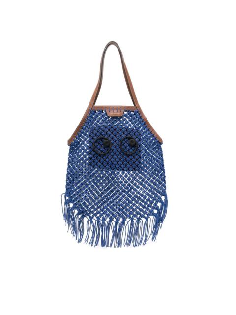 fringed tote bag