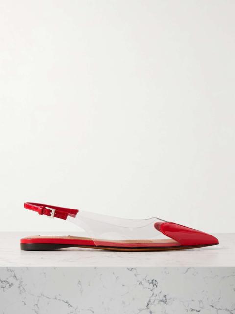 Le Cœur PU and patent-leather slingback point-toe flats Red