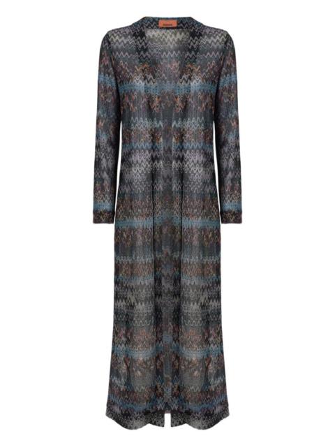 patterned long cardigan