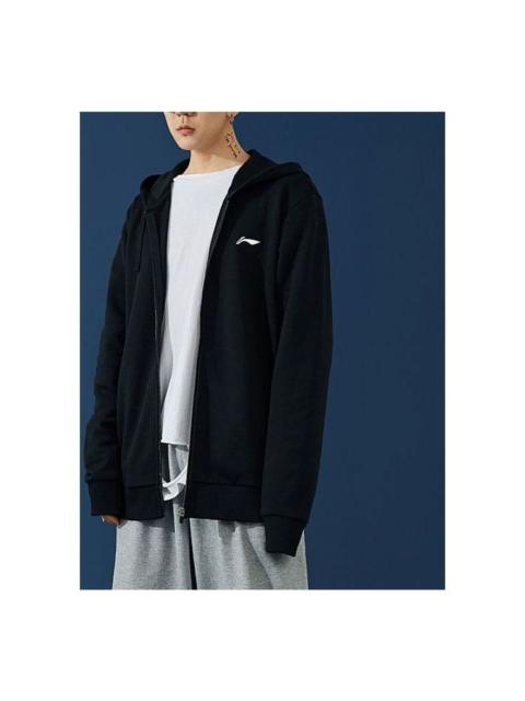 Li-Ning Pingpong/Table Tennis Series Logo Embroidered Sports Hooded Zipper Jacket 'Black' AWDS523-1