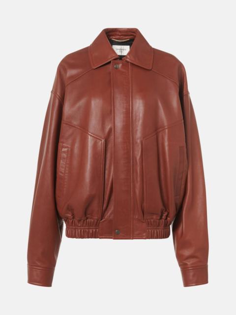 Leather bomber jacket