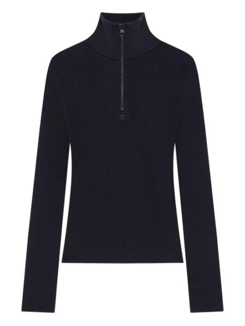 zipped mock-neck sweater