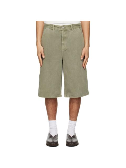 Green Garment-Dyed Denim Shorts