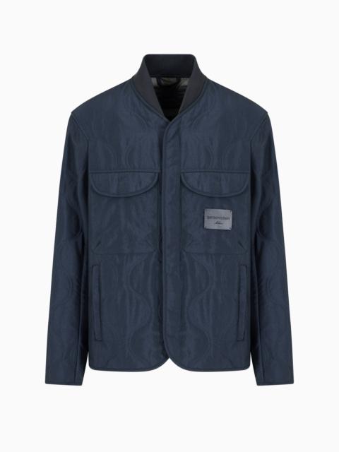 TWO-TONE WAVE MOTIF QUILTED NYLON BLOUSON